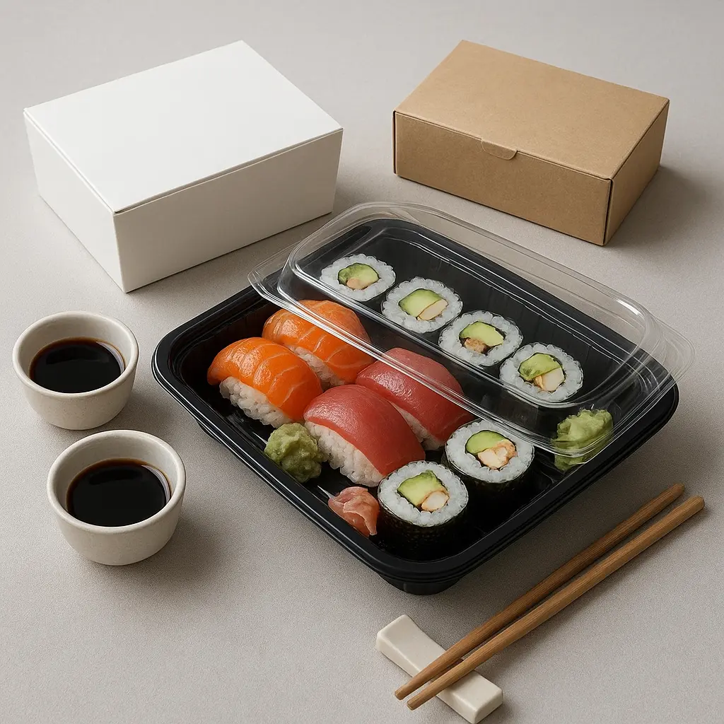 Takeaway sushi i nøytral emballasje